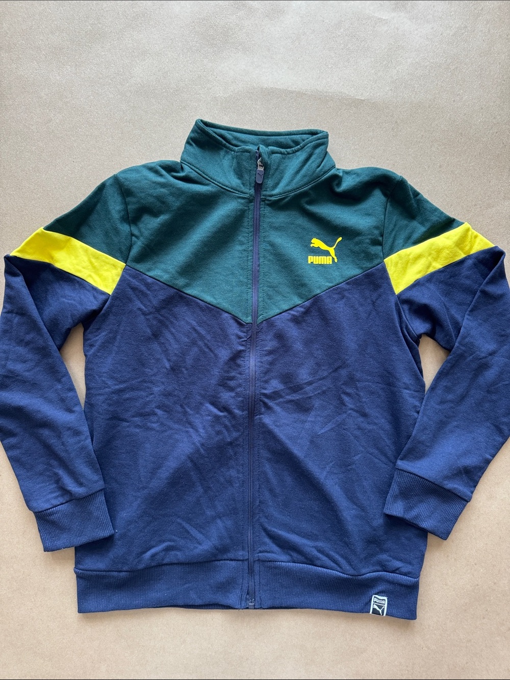 Puma Kids Navy, Green & Yellow Zip-Up Track Jacket